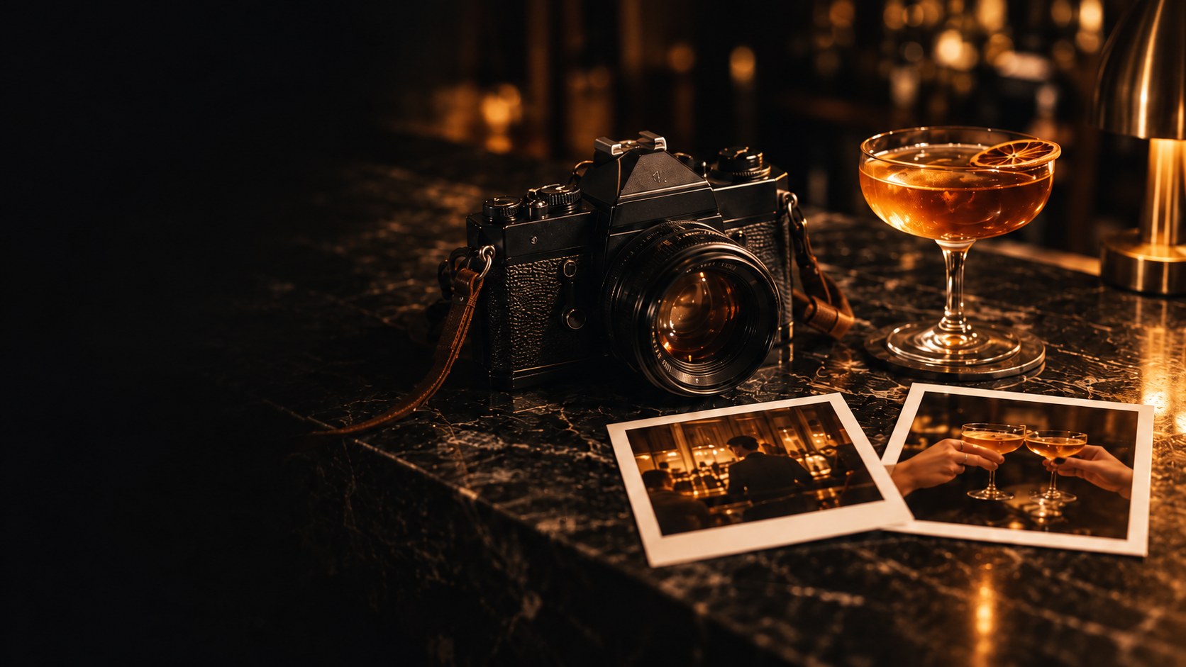 Cámara analógica, cóctel y polaroids de la Box Experience de Yuna Atelier